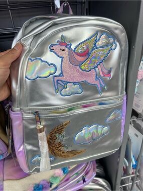 Silver Style Lab Unicorn Pegasus Backpack with Pink Accents